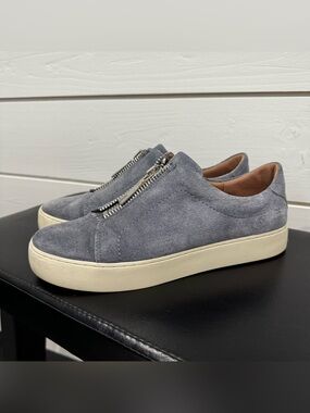 FRYE Lena Low Zip Grey Suede Sneakers Women’s 8.5